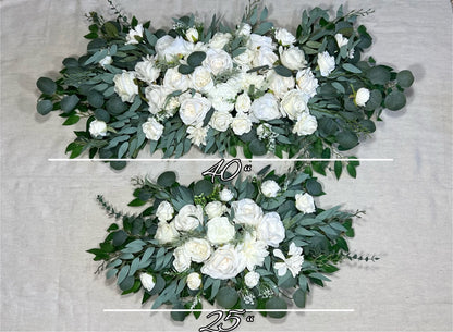 Wedding White Arch Arrangement Cross Ivory Arch Aisle Arrangement Cross Decor White Sage Artificial Flowers Eucalyptus Arbor Arrangement