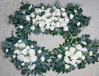 Wedding Arch Arrangement White Ivory Arch Aisle Arrangement Decor White Arbor Arrangement White Eucalyptus Sage Artificial Flowers