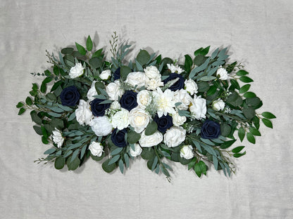 Wedding Arch Arrangement White Arch Aisle Navy Blue Arrangement Navy Blue Ivory Arbor Arrangement Wedding White Artificial Flower