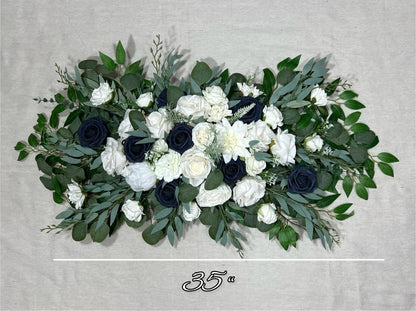 Wedding Arch Arrangement White Arch Aisle Navy Blue Arrangement Navy Blue Ivory Arbor Arrangement Wedding White Artificial Flower