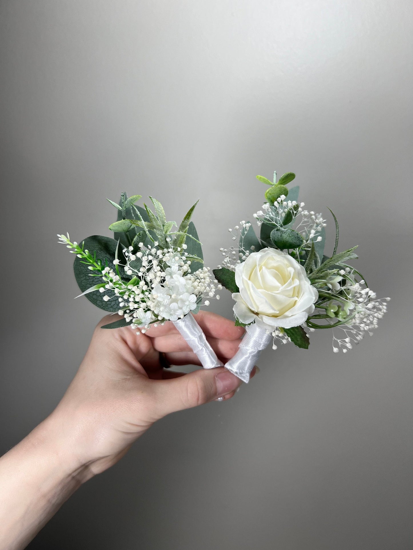 White Boutonniere Wedding Groom Baby Breath Groomsmen Boutonnière Ivory Eucalyptus White Rose Greenery Boutonniere Sage Artificial Flowers