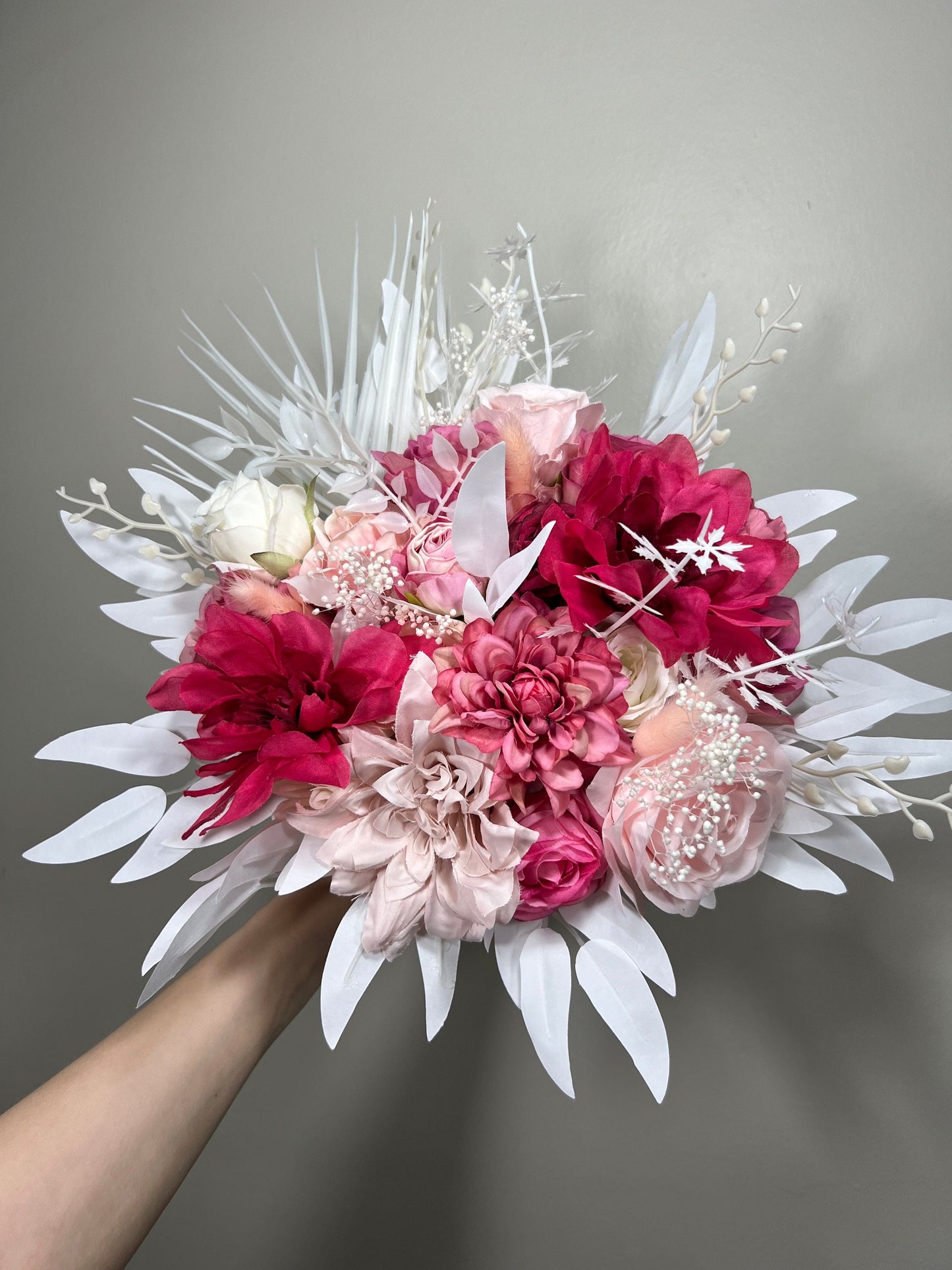 Hot Pink Bouquet Bridal Pink Bouquet Fuchsia Viva Magenta Bridesmaids Bouquet White Pink Barbie Bouquet Artificial Flower