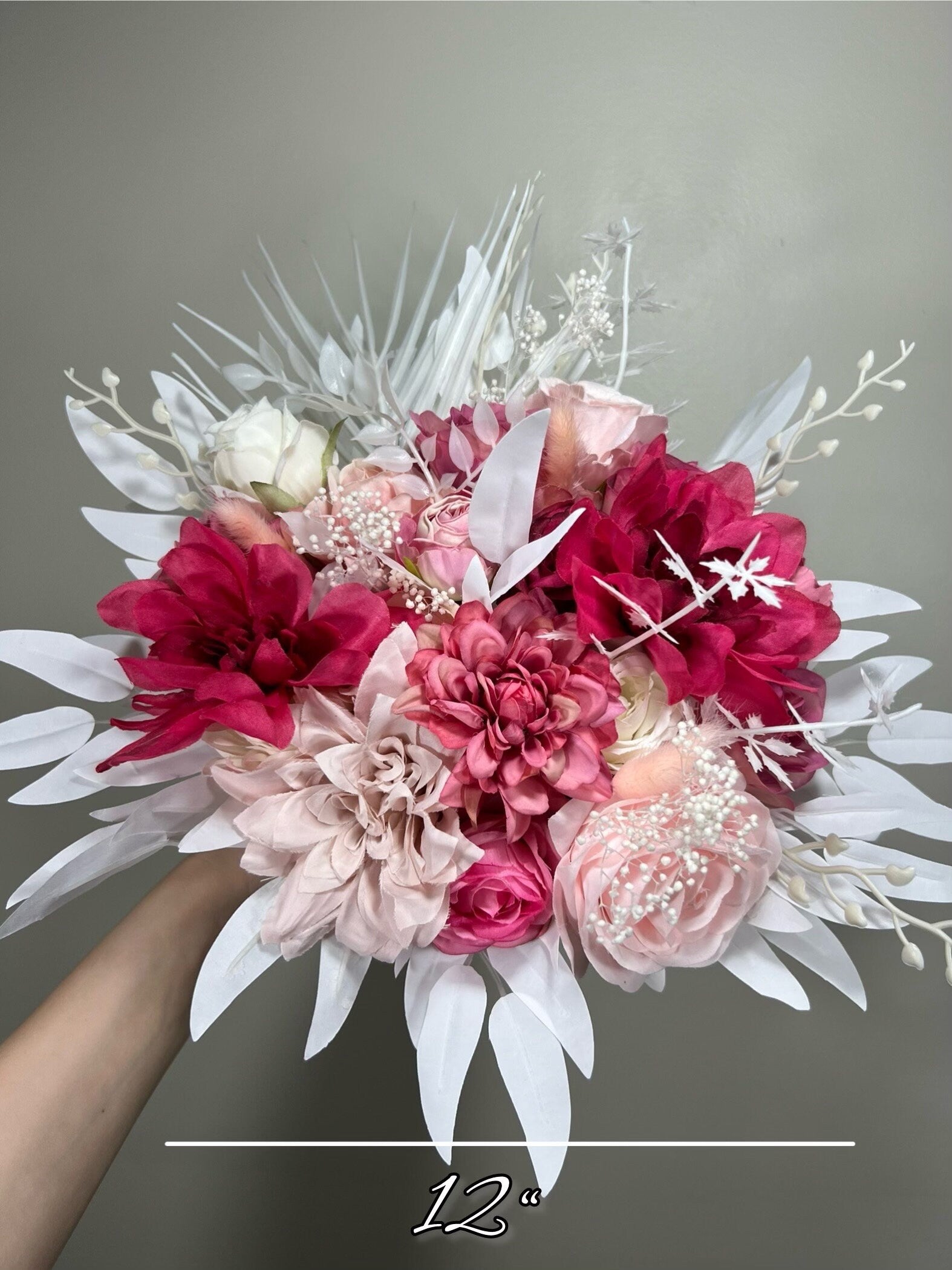 Hot Pink Bouquet Bridal Pink Bouquet Fuchsia Viva Magenta Bridesmaids Bouquet White Pink Barbie Bouquet Artificial Flower