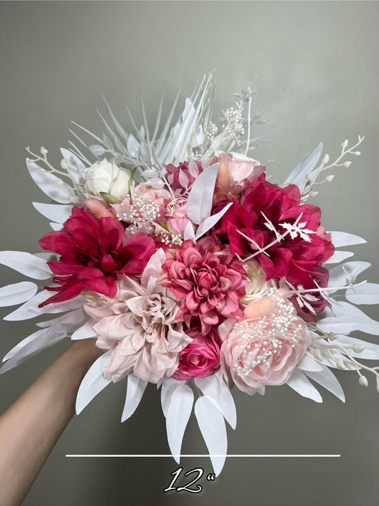 Hot Pink Bouquet Bridal Pink Bouquet Fuchsia Viva Magenta Bridesmaids Bouquet White Pink Barbie Bouquet Artificial Flower Reddit