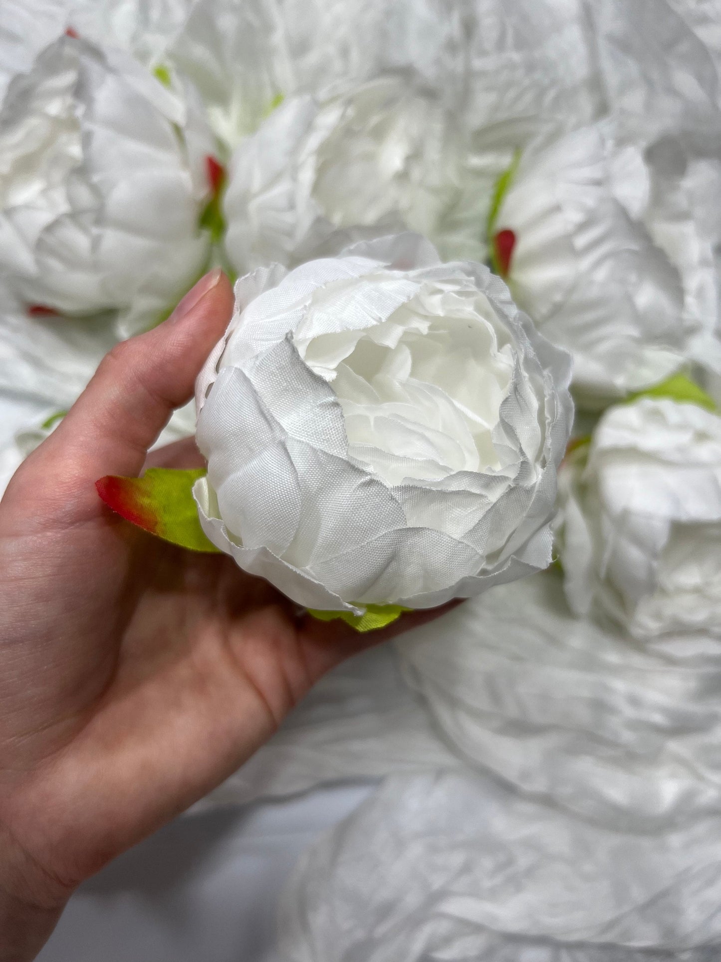 White Peony Artificial Flowers Head Rose White Cabbage Rose Ivory Wedding Fake Roses White Home Decor Silk Decorative Wedding
