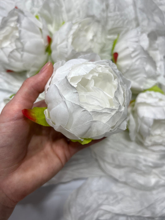 White Peony Artificial Flowers Head Rose White Cabbage Rose Ivory Wedding Fake Roses White Home Decor Silk Decorative Wedding