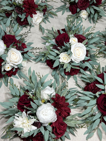 White Burgundy Centerpiece Wedding Ivory Wine Red Table Flower Ball Decoration Eucalyptus Table Centerpiece Barrel Whiskey Winter Maroon