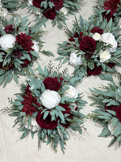 White Burgundy Centerpiece Wedding Ivory Wine Red Table Flower Ball Decoration Eucalyptus Table Centerpiece Barrel Whiskey Winter Maroon
