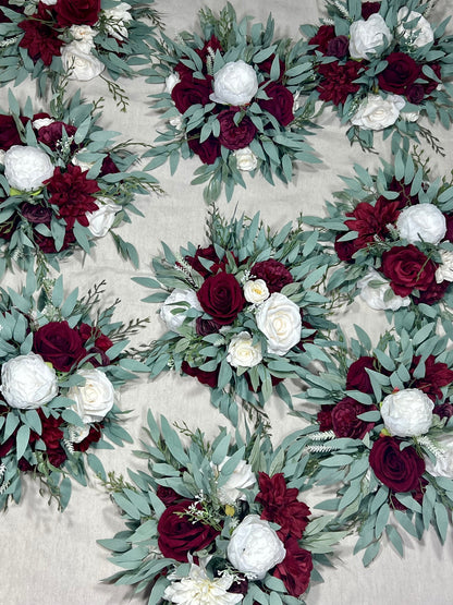 White Burgundy Centerpiece Wedding Ivory Wine Red Table Flower Ball Decoration Eucalyptus Table Centerpiece Barrel Whiskey Winter Maroon
