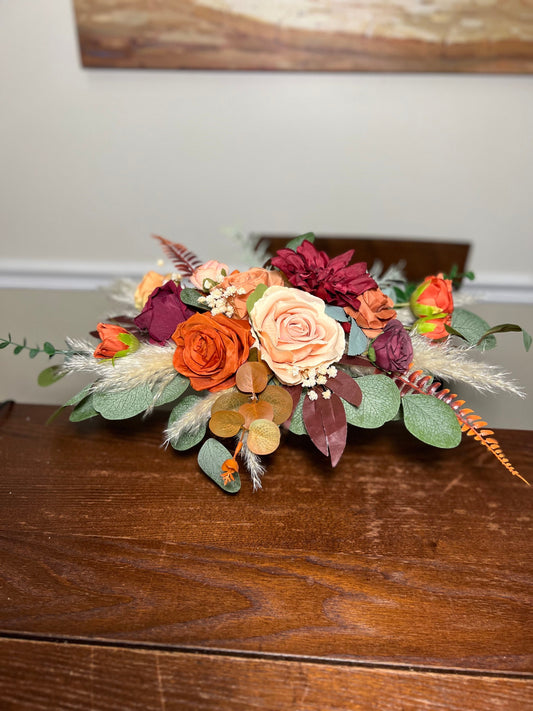 Orange Centerpiece Wedding Terracotta Table Decor Rust Burgundy Centerpiece Burnt Orange Table Rust Centerpiece Eucalyptus Artificial Flower