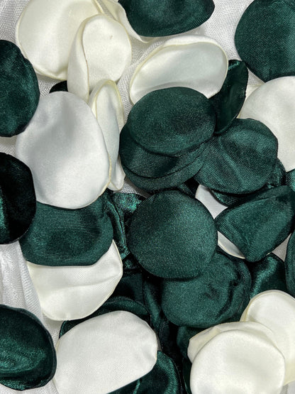 Green Petals White Wedding Decor Flower Girl Petals Emerald Green White Wedding Aisle Decor Flower Petals Forest Green Hunter Confetti