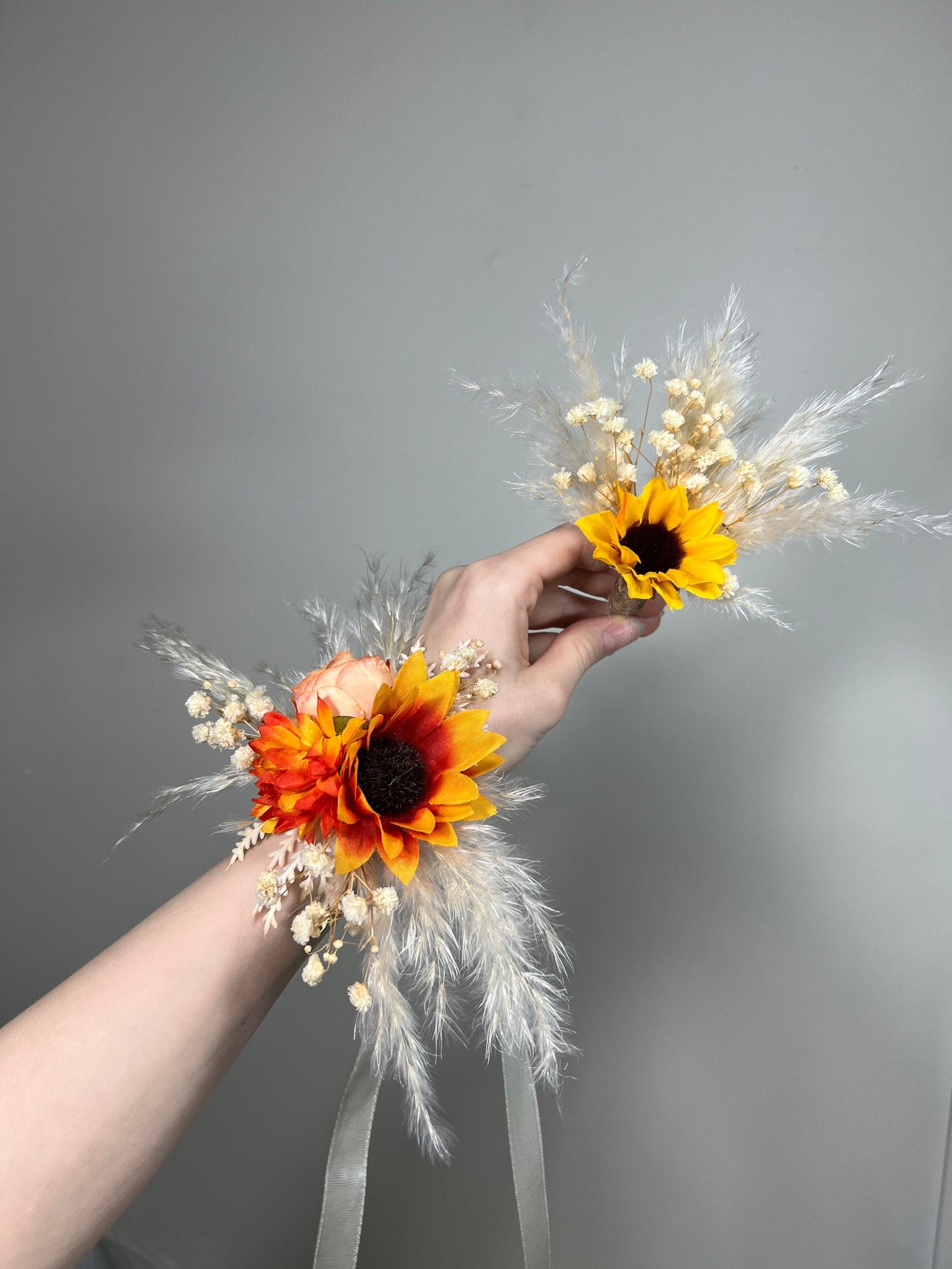 Sunflower Corsage Wedding Wrist Corsage Sunflower Bridesmaids Corsage Burnt Orange Corsage Terracotta Sunflower Artifitical Flower