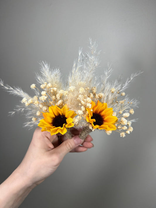 Sunflower Boutonniere Groom Boutonnières Sunflower Groomsmen Sunflower Boutonnière Boho Groom Fall Sunflower Pampas Grass Artificial Flowers