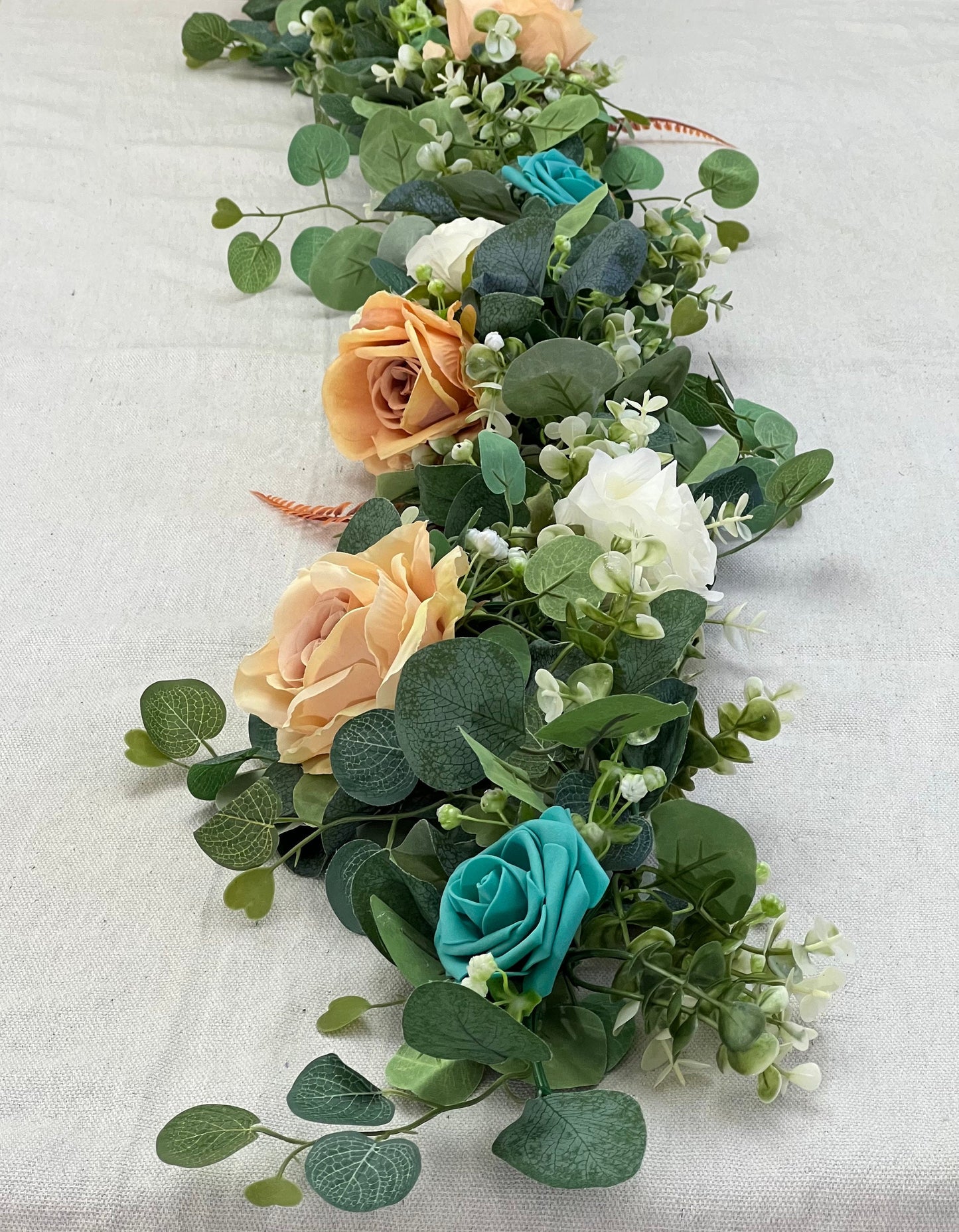 Orange Garland Wedding Teal Terracotta Garland Turquoise Burnt Orange Silver Dollar Eucalyptus Turquoise Decoration Table Runner Greenery