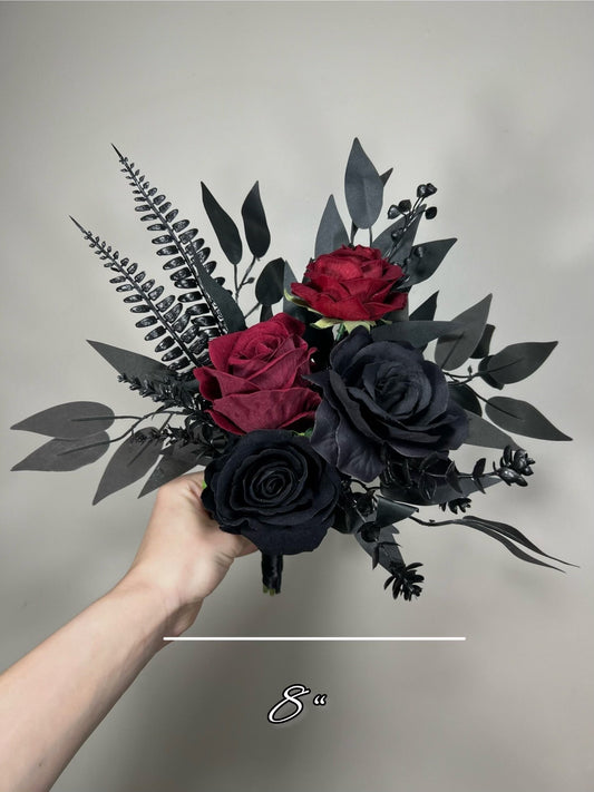 Black Bouquet Wedding Black Burgundy Bouquet Bridesmaids Black Bouquet Gothic Halloween Artificial Flower