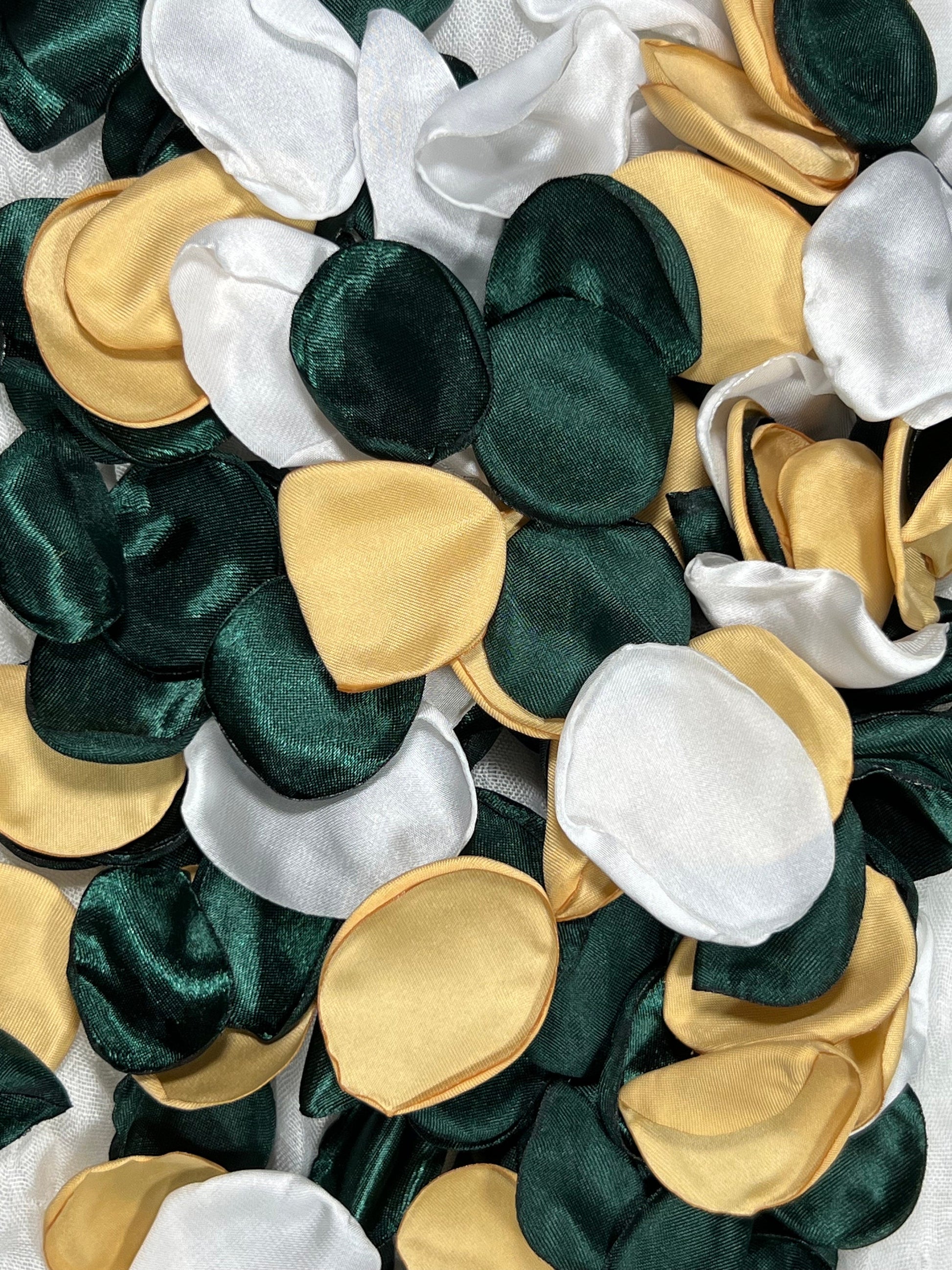 Green Petals Gold Wedding Decor Flower Girl Petals Emerald Green White Wedding Aisle Decor Flower Petals Gold Forest Green Confetti