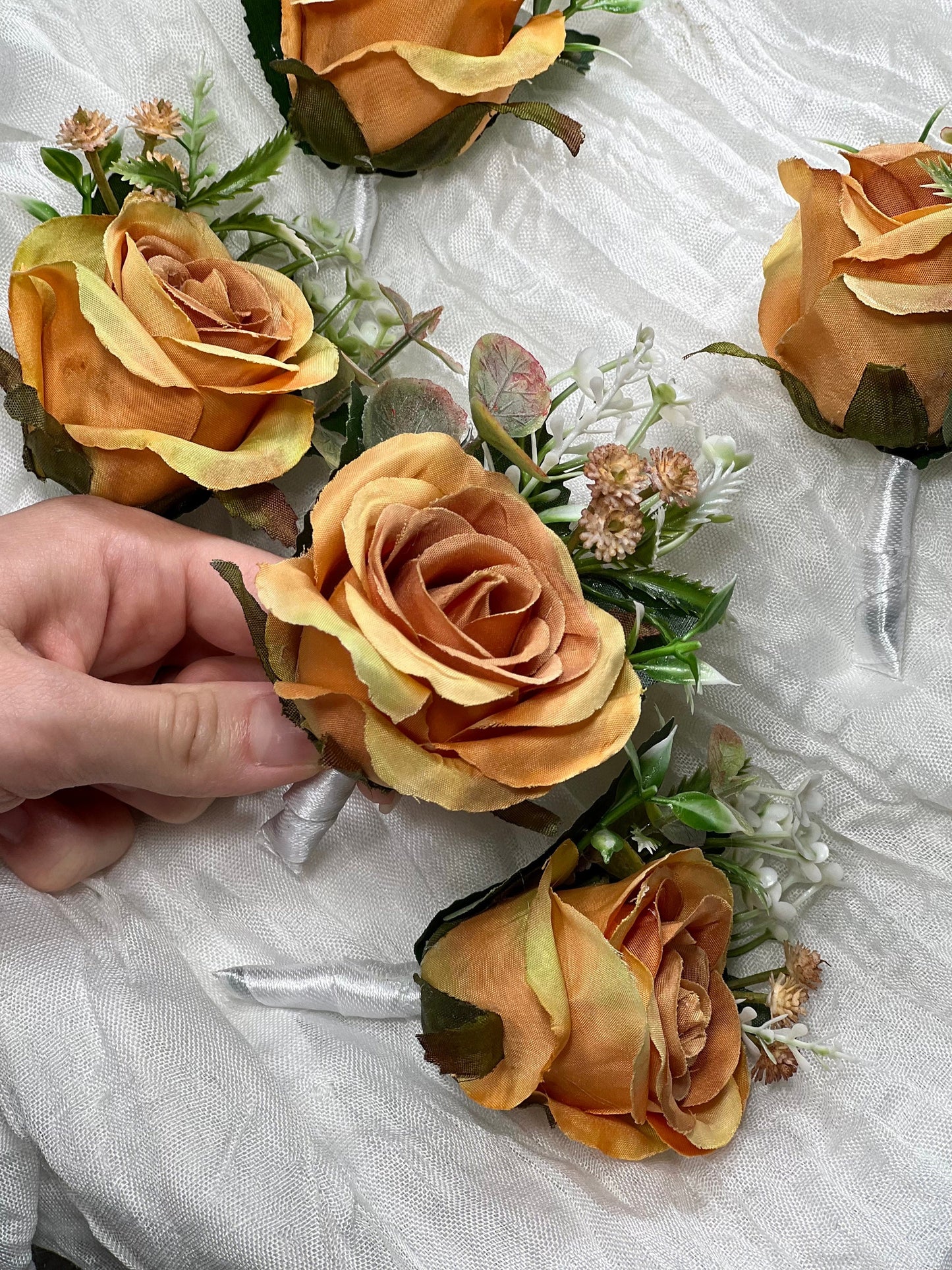 Orange Boutonniere Wedding Groom Burnt Orange Boutonnière Terracotta Groomsmen Boutonnière Rust Terracotta Groom Artificial Flowers