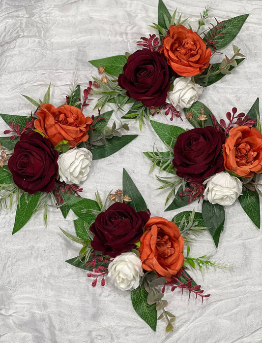 Cake Decoration White Wedding Topper Burgundy Flower Decor Cake Arrangements Rust Cake Decoration Terracotta Flower Orange Cake Decor