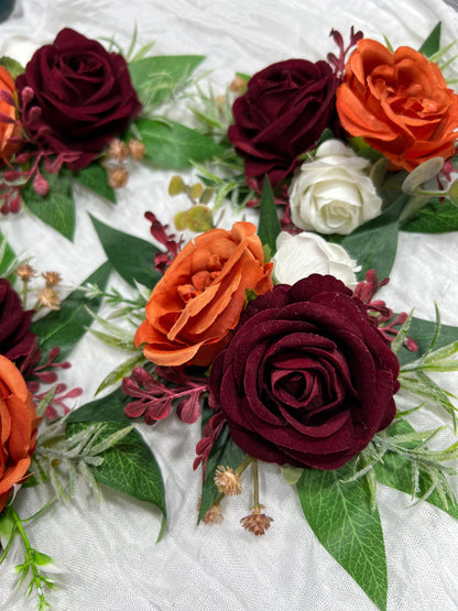 Cake Decoration White Wedding Topper Burgundy Flower Decor Cake Arrangements Rust Cake Decoration Terracotta Flower Orange Cake Decor