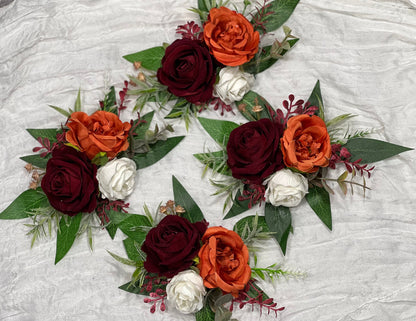 Cake Decoration White Wedding Topper Burgundy Flower Decor Cake Arrangements Rust Cake Decoration Terracotta Flower Orange Cake Decor