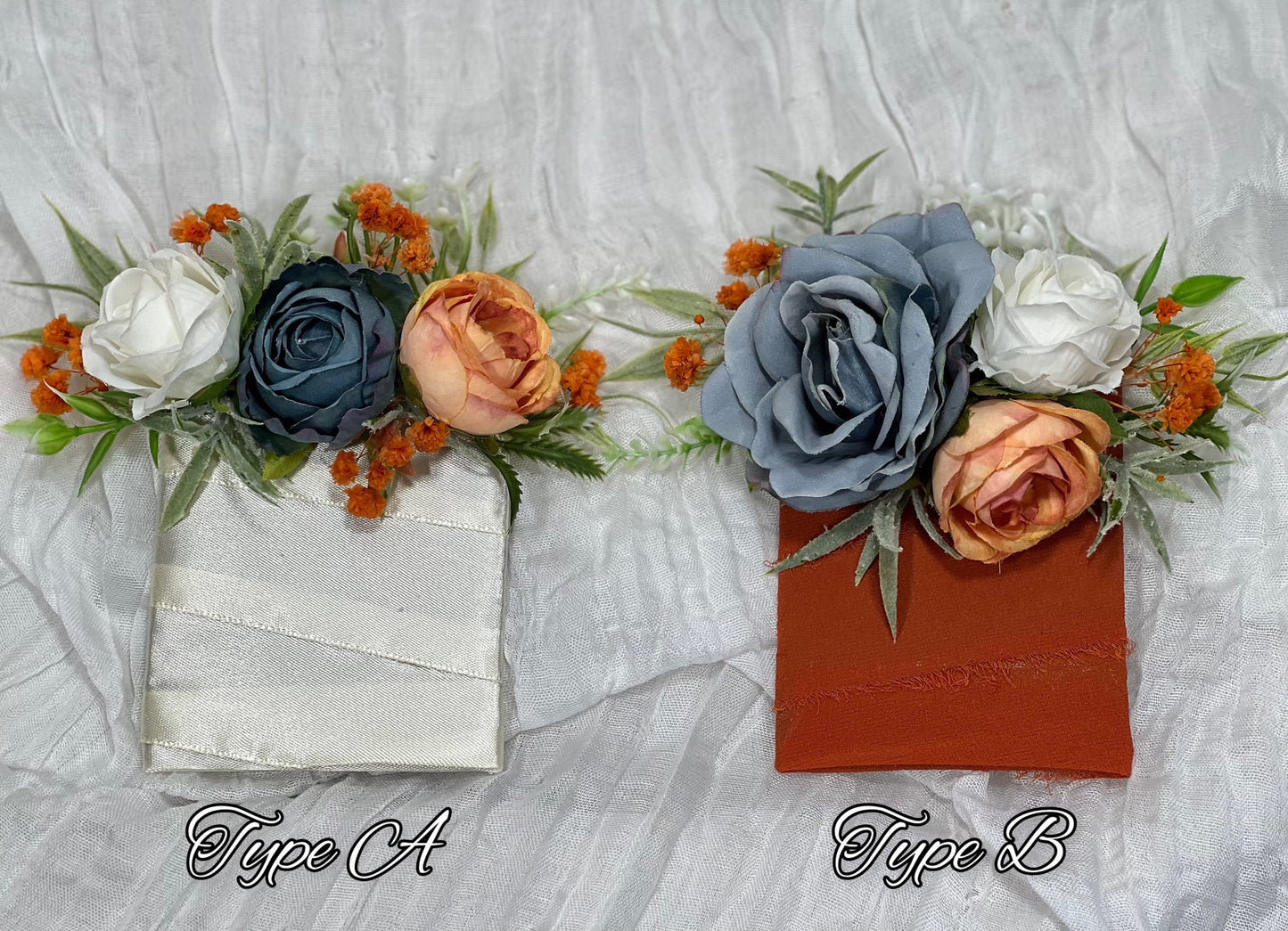Blue Orange Pocket Boutonniere Wedding Dusty Blue Terracotta Groom Boutonnière Square White Groomsmen Blue Burnt Orange Boutonniere Reddit