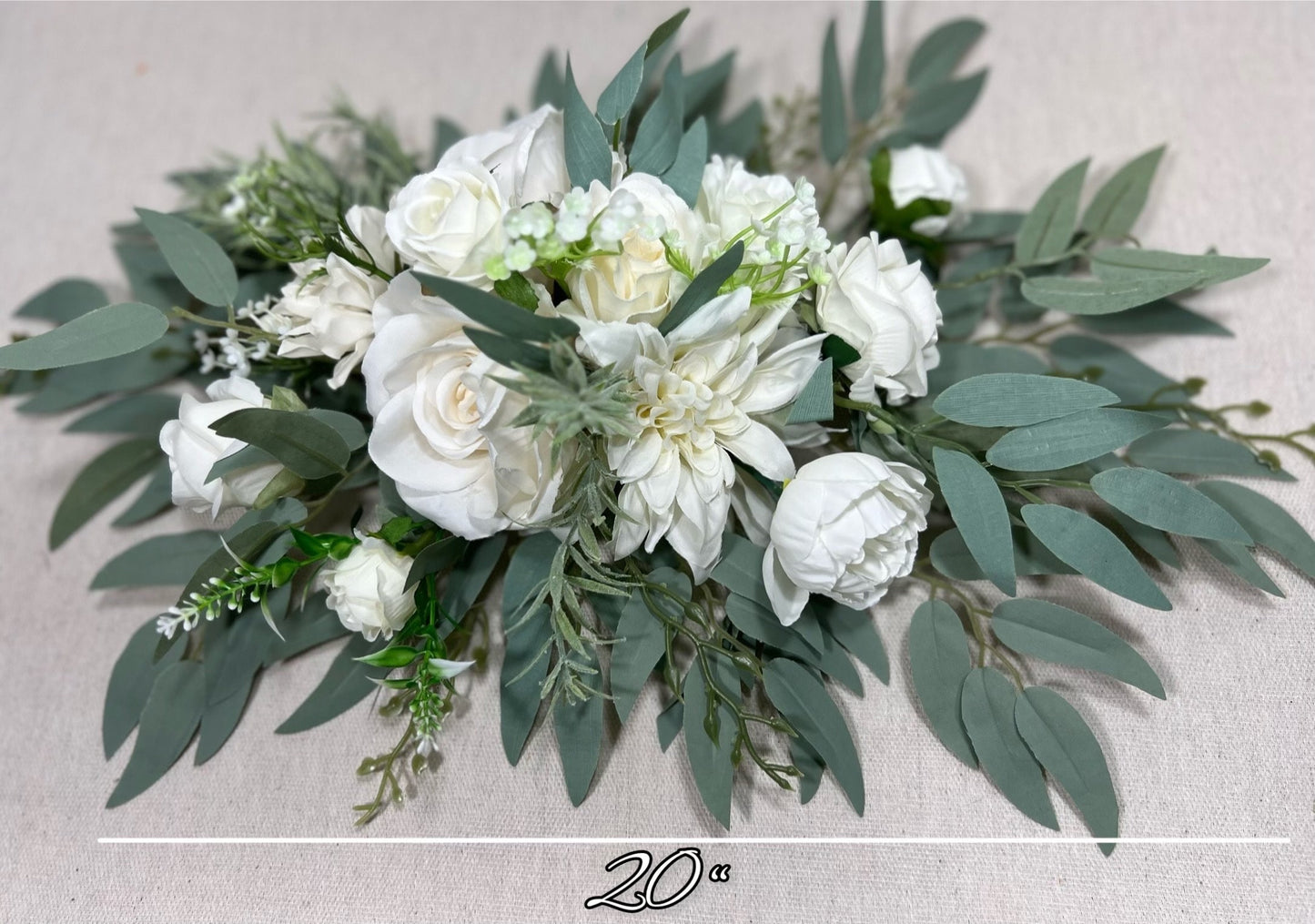 White Sweetheart Wedding Table White Ivory Aisle Arrangement Centerpiece Table Decor White Sweetheart Ivory Eucalyptus Artificial Flowers