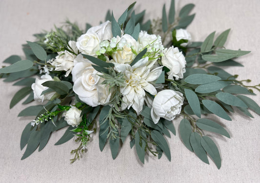 White Sweetheart Wedding Table White Ivory Aisle Arrangement Centerpiece Table Decor White Sweetheart Ivory Eucalyptus Artificial Flowers