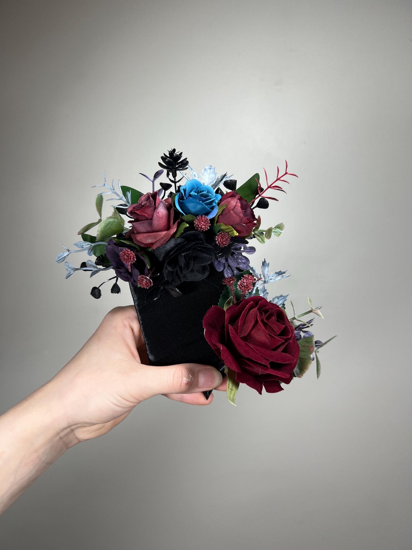 Black Corsage Burgundy Wedding Gothic Wrist Corsage Bridesmaids Dusty Blue Corsage Mom Black Burgundy Accessories Blue Artificial Flower