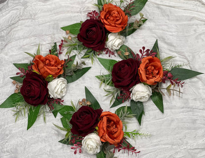 Rust White Bouquet Wedding Bridal Terracotta Burgundy Ivory Bouquet Bridesmaids Burnt Orange Wine Red Bouquet Sage Green Artificial Flowers