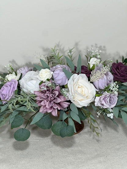 Purple Centerpiece Wedding Table White Decor Lavender White Centerpiece Plum Wedding Table Centerpiece Purple Lavender Artificial Flower