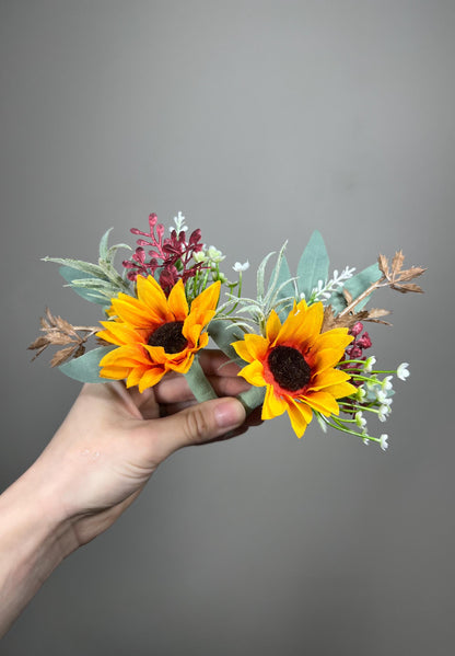 Sunflower Bouquet Wedding Bridal Boho Sunflower Cascade Bouquet Fall Burgundy Sunflower Bridesmaids Bouquet Sage Green Pampas Grass