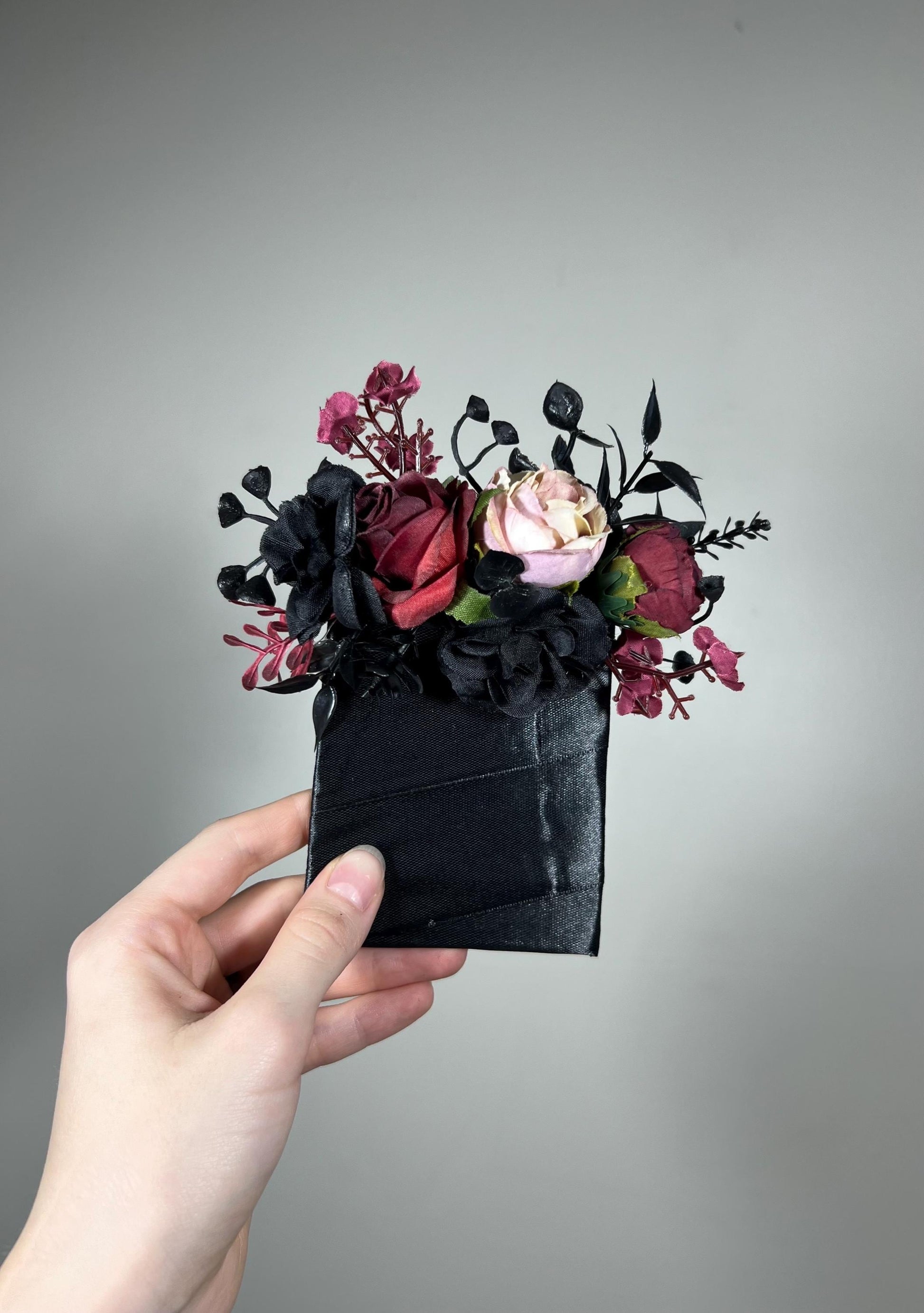 Black Pocket Boutonniere Wedding Groom Boutonnière Square Burgundy Groomsmen Halloween Dusty Rose Burgundy Black Gothic Artificial Flowers