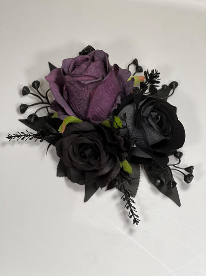 Black Plum Cake Decoration Wedding Topper Black Dark Purple Decor Flower Cake Arrangement Plum Black Cake Decor Artificial Flower Gothic