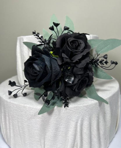Wedding Bouquet Black Dark Purple Bridal Wedding Gothic Bouquet Black Decor Plum Black Bridesmaids Bouquet Sage Artificial Flower