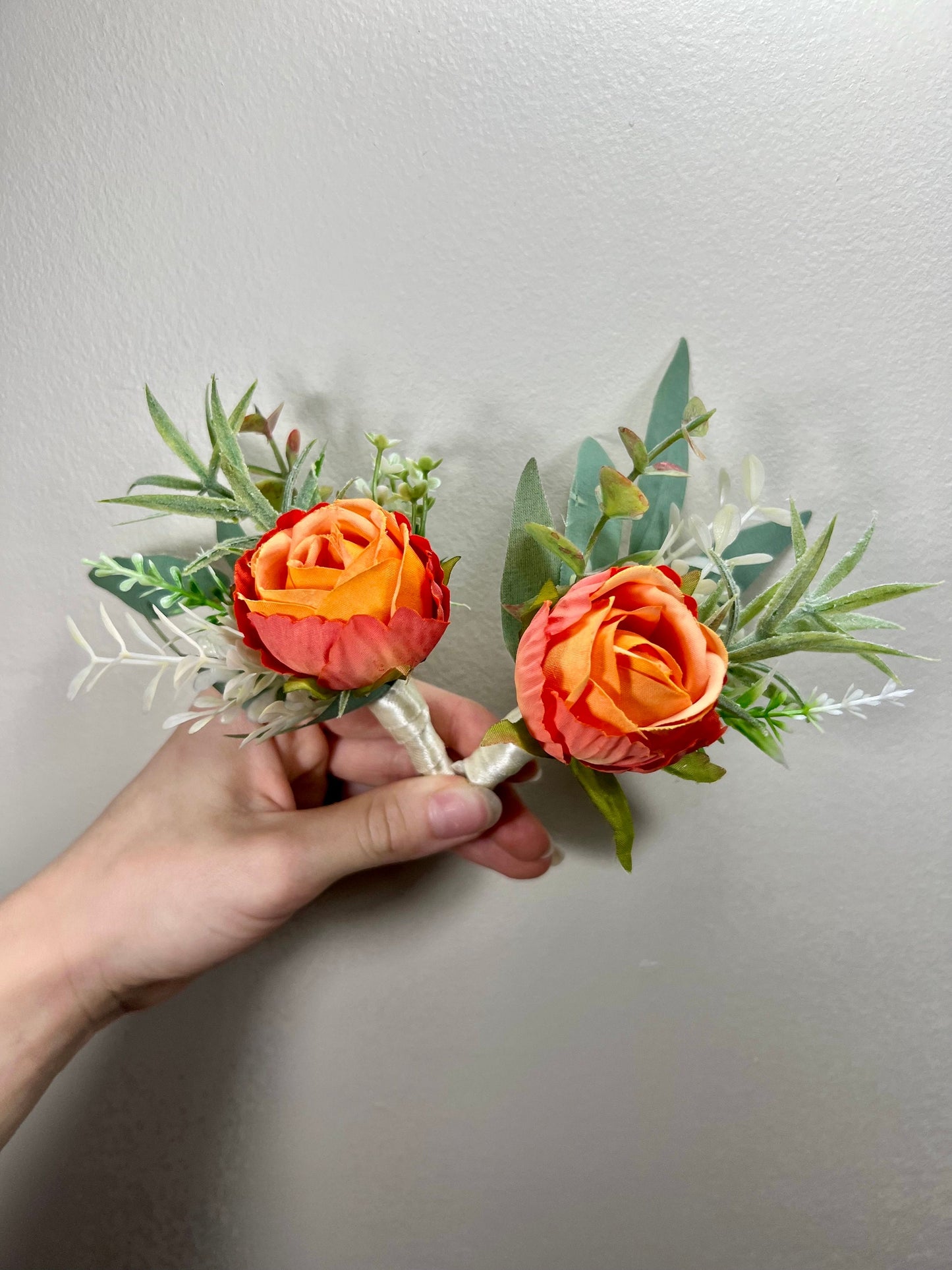 Orange Boutonniere Wedding White Terracotta Groom Pocket Boutonnière Square White Groomsmen Burnt Orange Pocket Boutonniere