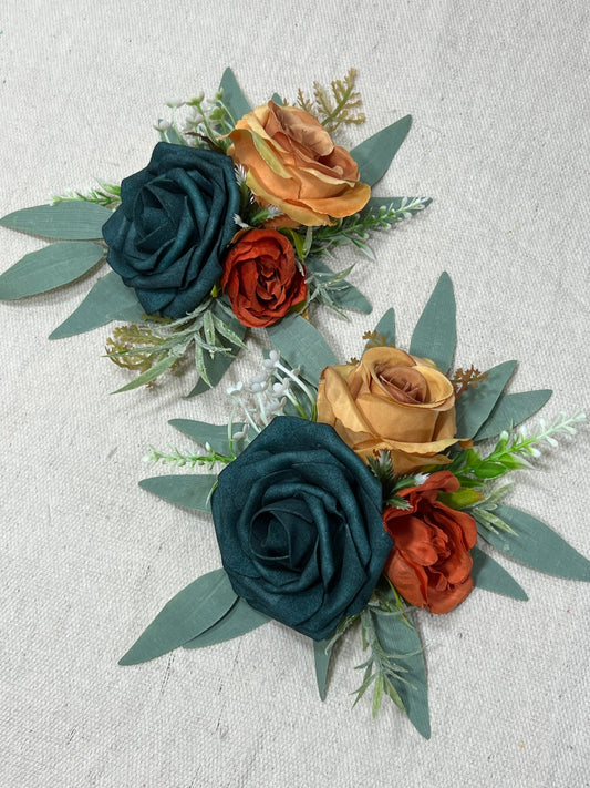 Teal Cake Decoration Terracotta Cake Topper Dark Teal Orange Decor Cake Arrangements Teal Wedding Cake Decoration Rust Flower Topper