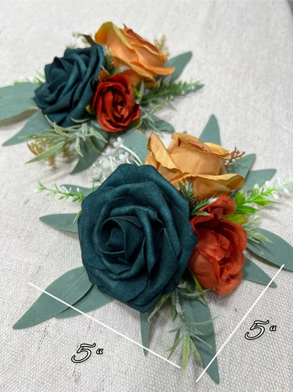 Teal Cake Decoration Terracotta Cake Topper Dark Teal Orange Decor Cake Arrangements Teal Wedding Cake Decoration Rust Flower Topper