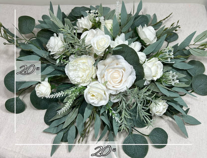 White Centerpiece Wedding Ivory Table Round Centerpiece White Circle Centerpiece Table Decor White Sweetheart White Eucalyptus Sage Reddit