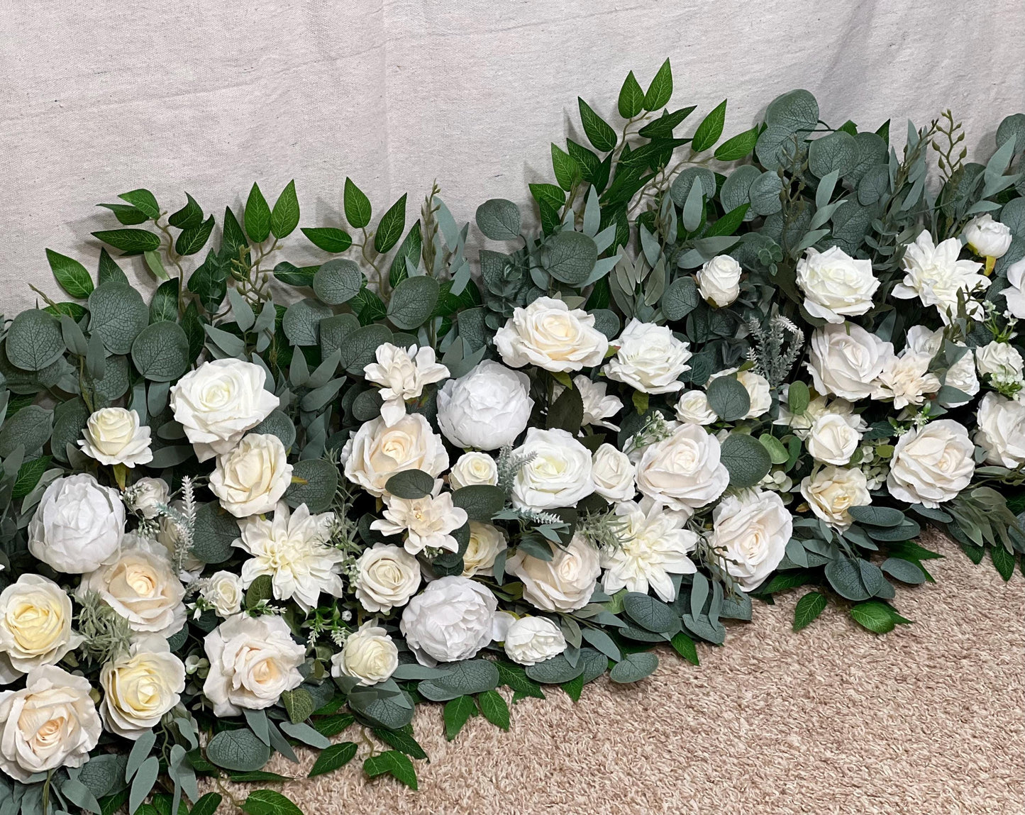 Floor Arrangement White Weddding Free Standing Ivory Aisle Floor Arrangement White Backdrop Floor Runner Artificial Flower Eucalyptus