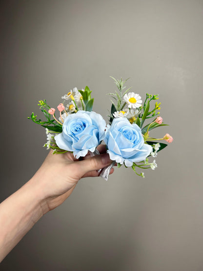 Blue Boutonniere Wedding Groom Dusty Blue Boutonnières Groomsmen Light Blue Sky Groom Boutonnière Wild Flower Chamomile Artificial Flowers