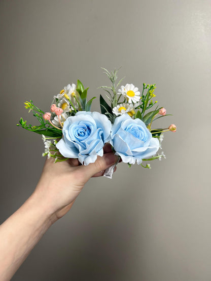 Blue Boutonniere Wedding Groom Dusty Blue Boutonnières Groomsmen Light Blue Sky Groom Boutonnière Wild Flower Chamomile Artificial Flowers