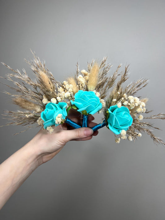 Teal Boutonniere Wedding Turquoise Groom Teal Boutonnière Orange Groomsmen Blue Boutonnière Groom Aque Blue Artificial Flowers Pampas Grass