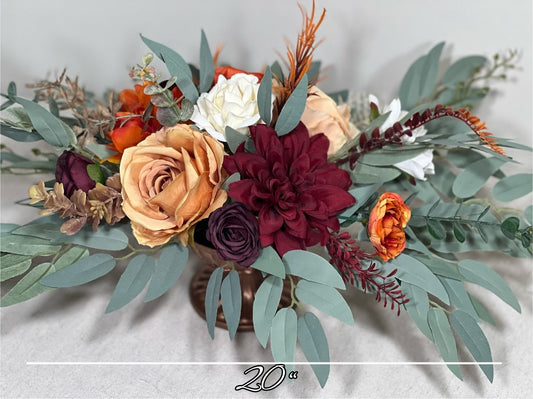 Burgundy Orange Centerpiece Wedding Terracotta Table Decor Sweetheart Burnt Orange Burgundy Table Centerpiece Rust Artificial Flower Reddit