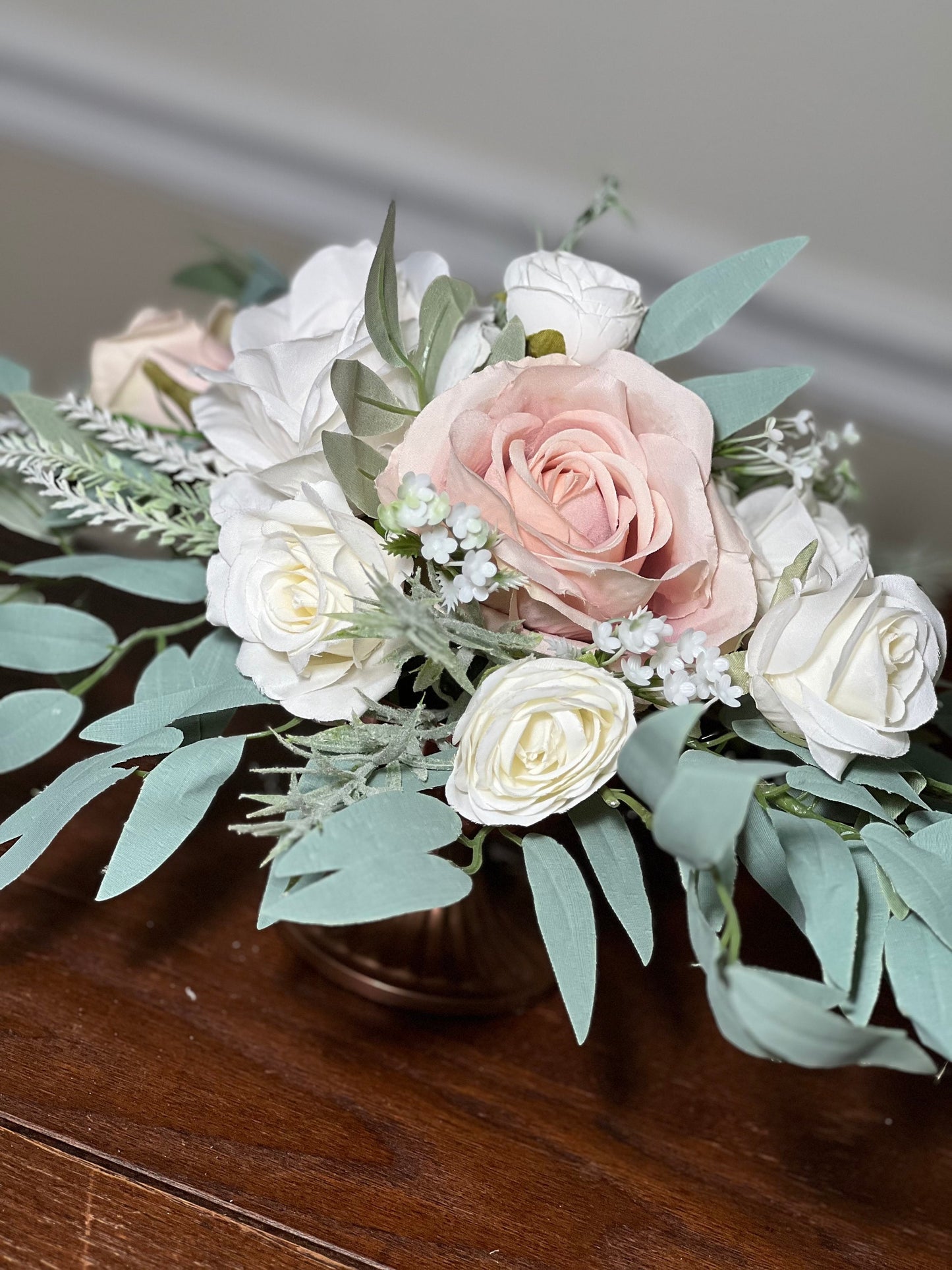 Pink Centerpiece Wedding Boho Table Decor Pink White Centerpiece Blush Wedding Arch Arrangement Ivory Pink Artificial Flower