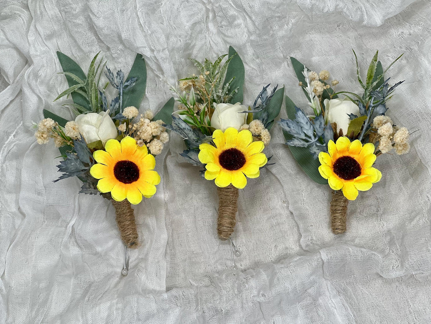 Sunflower Bouquet Bridal White Sunflower Bouquet Dusty Blue Sunflower Bridesmaids Bouquet Blue Sunflower Artificial Flowers