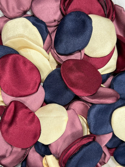 Blue Petals Wedding Decor Flower Girl Petals Navy Blue Burgundy Wedding Aisle Decor Flower Petals Burgundy Ceremony Decor Gold Confetti