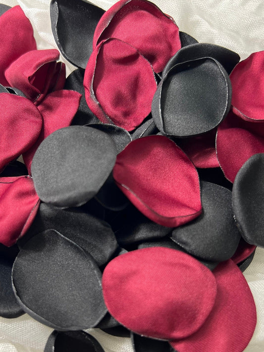 Black Burgundy Petals Wedding Decor Flower Girl Petals Black Wedding Aisle Decor Flower Petals Black Ceremony Decor Burgundy Confetti