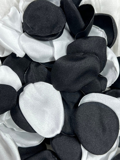 Black White Petals Wedding Decor Flower Girl Petals Black White Wedding Aisle Decor Flower Petals Black Ivory Ceremony Decor Confetti
