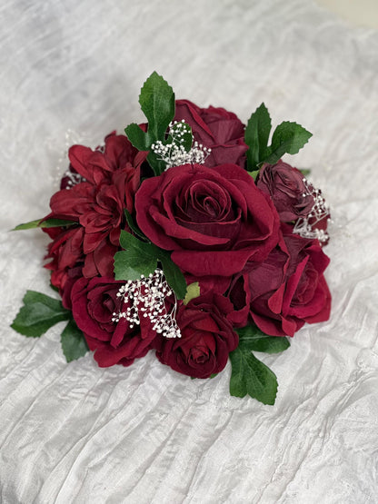 Wedding Cake Decoration Burgundy Topper Decor White Cake Arrangements Wedding Burgundy Cake Decor Wedding Artificial Flowers Topper Cake