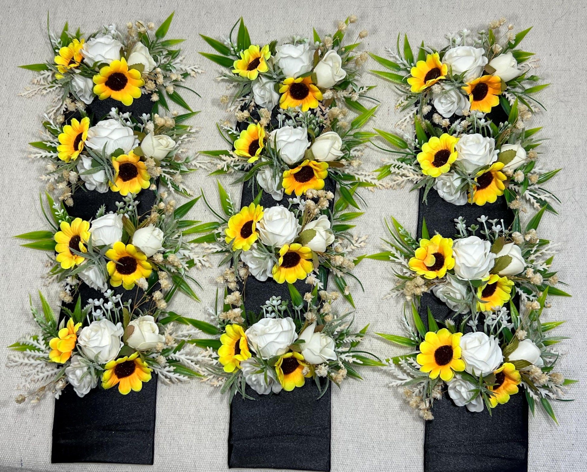 Sunflower Pocket Boutonniere Wedding Groom Boutonnière Square Groomsmen Sunflower White Pocket Boutonniere Ivory Artificial Flowers